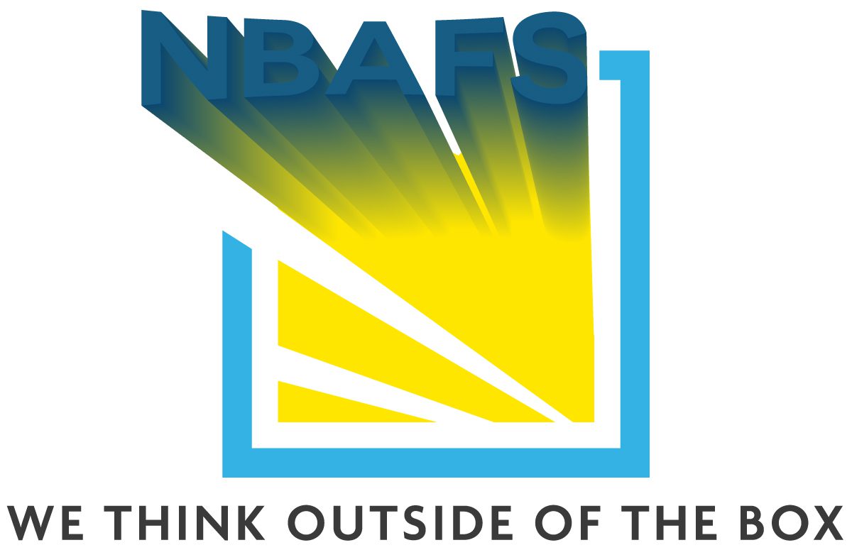 A blue and yellow logo for the nba.